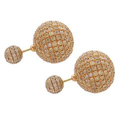 Yellow Gold and Yellow Diamond Ball/Tribal Earring  