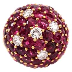 Ruby Diamond Gold Bombé Ring 
