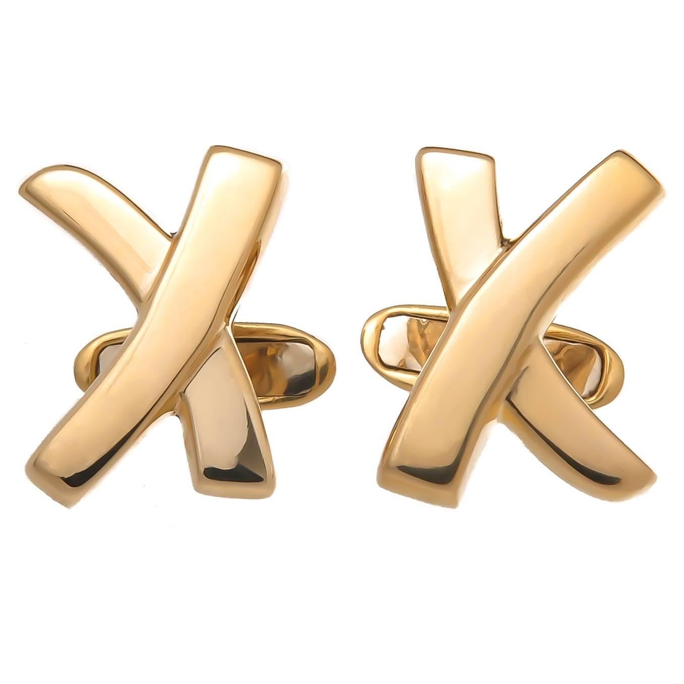 Tiffany & Company Paloma Picasso Classic X  Gold Cuff-links
