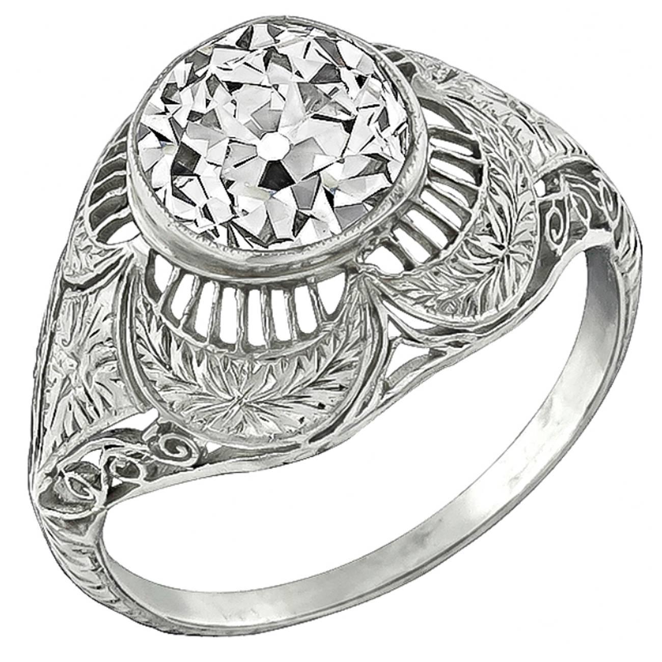 Edwardian 3.23 Carat Diamond Engagement Ring