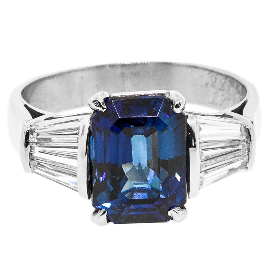 Van Cleef & Arpels Ceylon Sapphire Diamond Platinum Ring