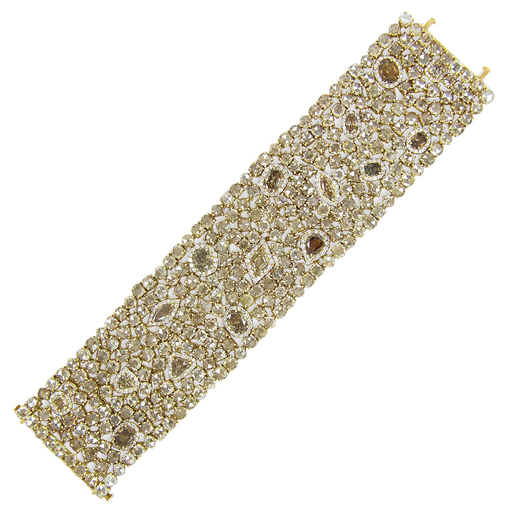 Rose and Fancy Cut Diamond gold Bracelet