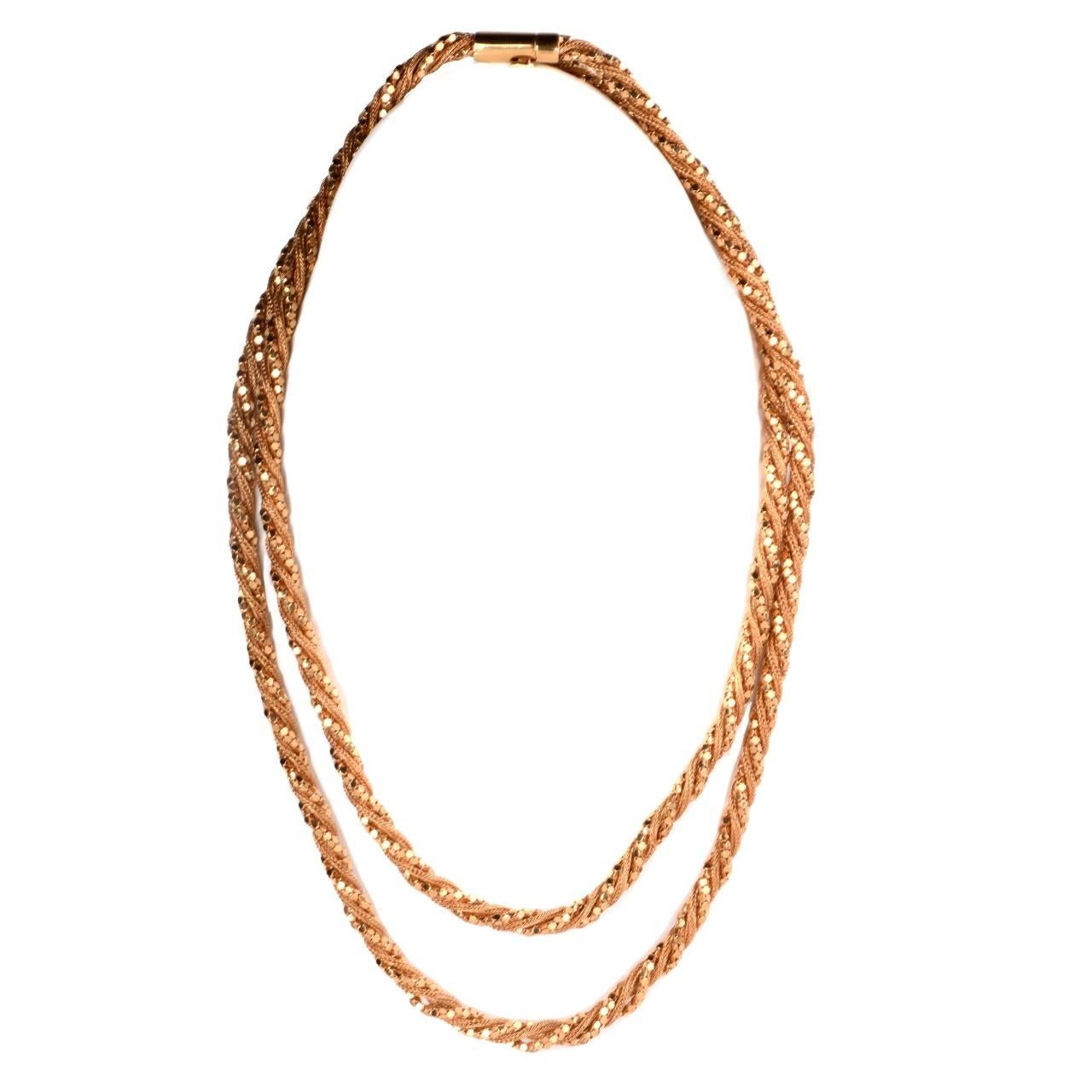 1960s Braided Gold Chain Necklace