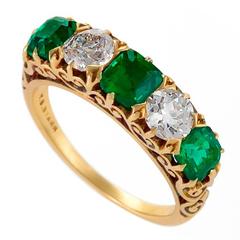 T. B. Starr Antiker Smaragd Diamant Gold 5-Stein-Ring