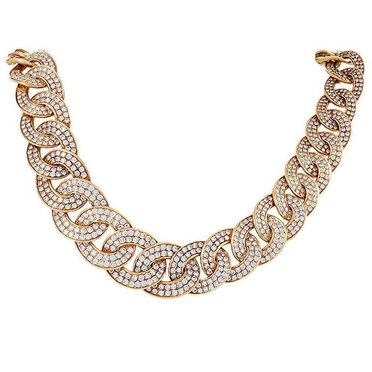 Van Cleef & Arpels Gold and Diamond Twisted Curb Link Necklace 