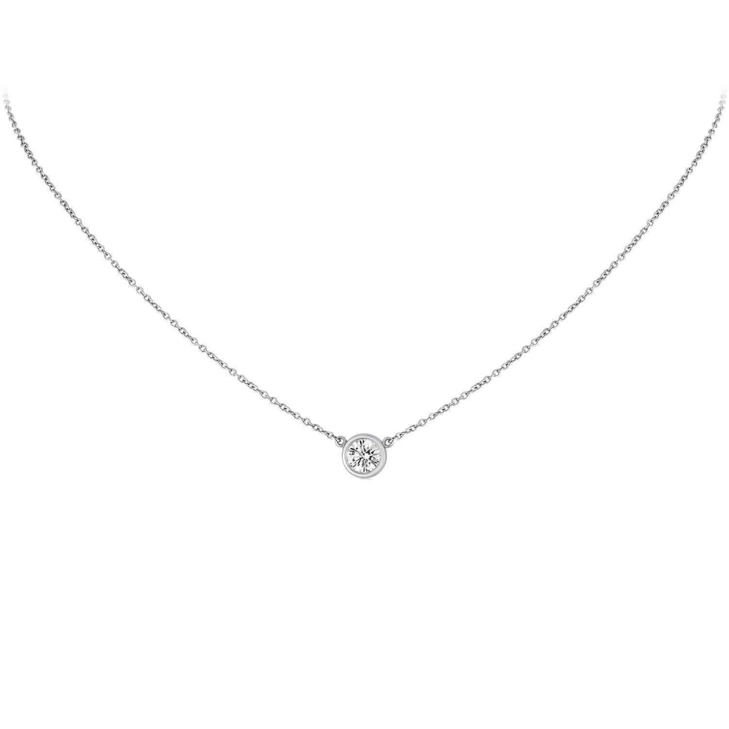 IGI Certified Tiffany & Co. 0.55 Carat Diamond Solitaire Platinum Necklace