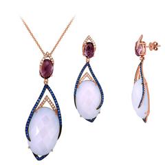 Chalcedony and Amethyst Earrings and Necklace Set 12