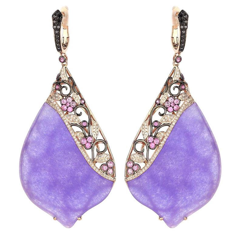 Purple Jade and Diamonds Drop Earrings at 1stDibs jade sapphire