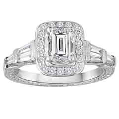 GIA Certified 0.70 Carat F VS2 Emerald Cut Diamond Halo Engagement Ring 10