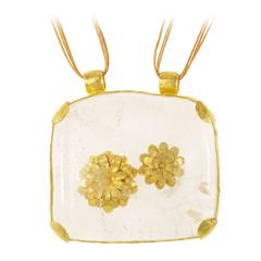 Pippa Small Large Crystal Amulet Gold Flower Pendant Necklace