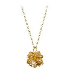 Herkimer Diamond Gold Molecule Drop Necklace 