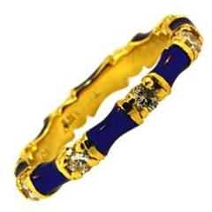 Tiffany Enamel Diamond Gold Bamboo Ring 