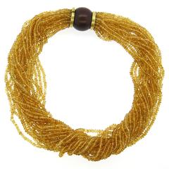 Trianon Wood Citrine Gold Multi Strand Necklace