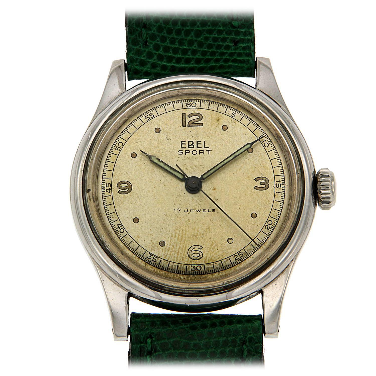 Antique Ebel Stainless Steel Sport Wristwatch