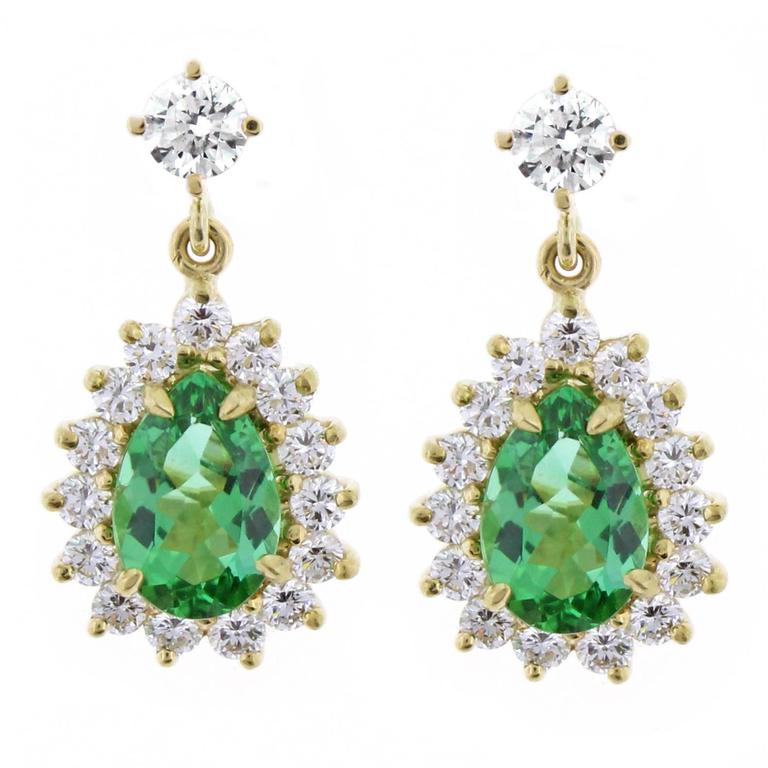 Tiffany And Co Brazilian Paraiba Tourmaline Diamond Gold Earrings Tiffany Co Brazilian Paraiba Tourmaline Diamond Gold Earrings For