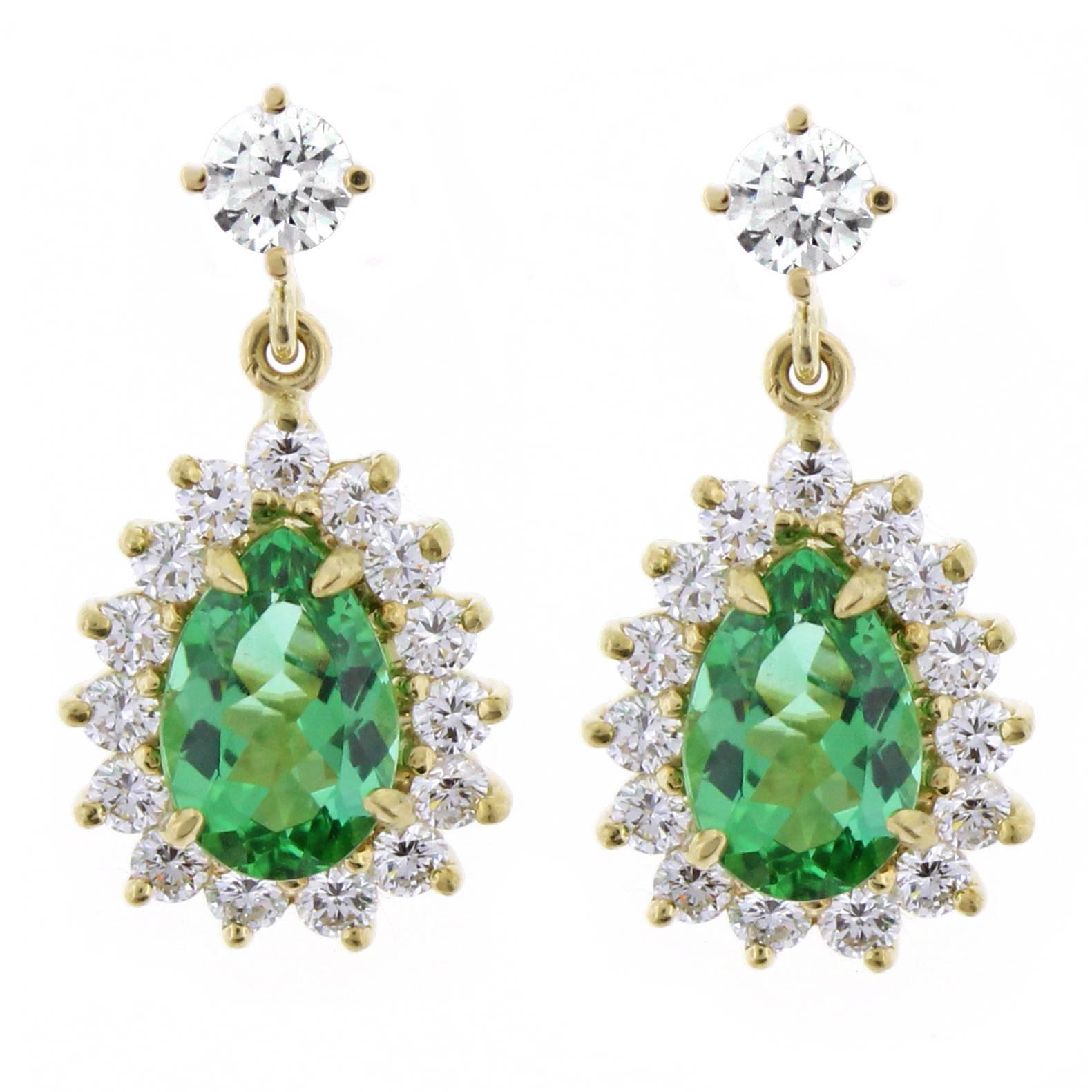 Tiffany & Co. Brazilian Paraiba tourmaline Diamond Gold Earrings 