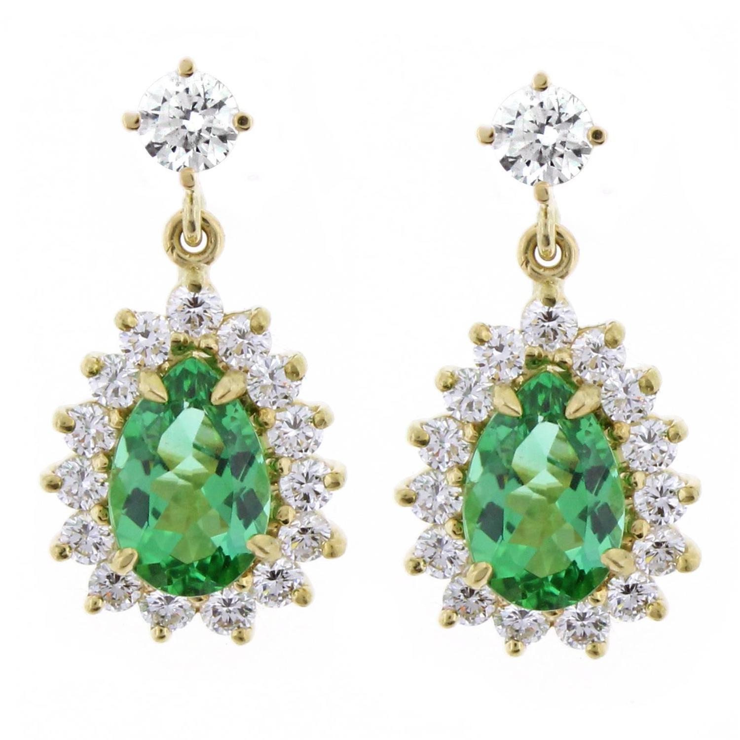 Tiffany and Co. Brazilian Paraiba tourmaline Diamond Gold Earrings at ...