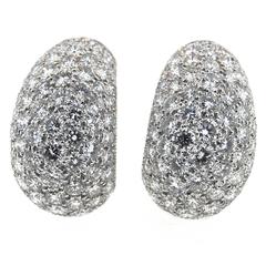 Cartier Paris Pave Diamond Platinum Bombe Dome Earrings