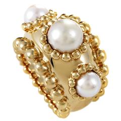Chanel Yellow Gold Pearl Band Ring