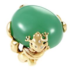Dior Gourmande Grenouille Diamond and Chrysoprase Yellow Gold Cocktail Ring