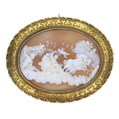 Gold Greek Aurora Goddess of Dawn Cameo Brooch