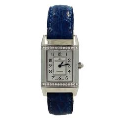 Jaeger Le-Coultre Lady's Stainless Steel Diamond Reverso Quartz Wristwatch