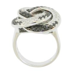 Leo Pizzo Black and White Diamond Interlocking Circles Ring 6