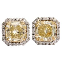 Amazing Yellow and White Diamond Earring Studs