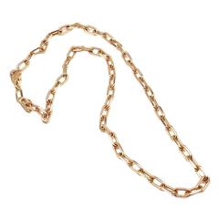 Vintage Cartier Santos-Dumont 17" Long Link Rose Gold Chain Necklace