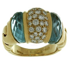 BULGARI Ganci Diamond Aquamarine Yellow Gold Ring