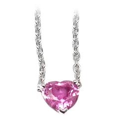 Cartier Heart Shape Pink Sapphire White Gold Pendant Necklace