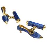 Unusual Enamel Gold Shoe Cufflinks