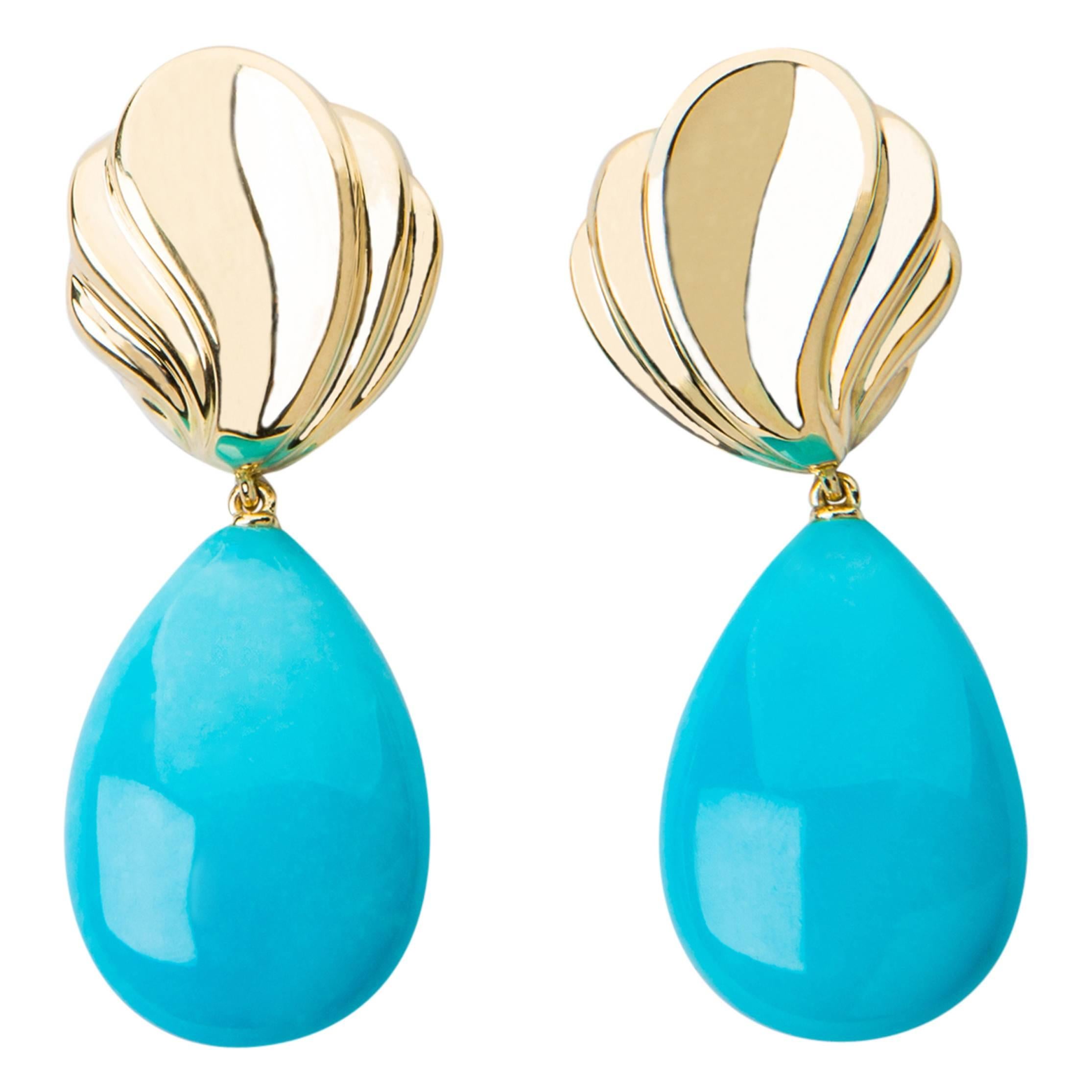 Tiffany & Co. Dramatic Turquoise Gold Drop Earrings