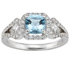 Sparkling Aquamarine Diamond White Gold Dress Ring