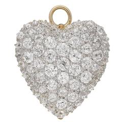 Antique heart shaped diamond Gold Platinum pendant/brooch 2
