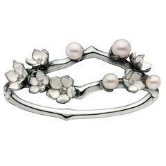 Shaun Leane Pearl Diamond Silver Cherry Blossom Cuff Bracelet 5
