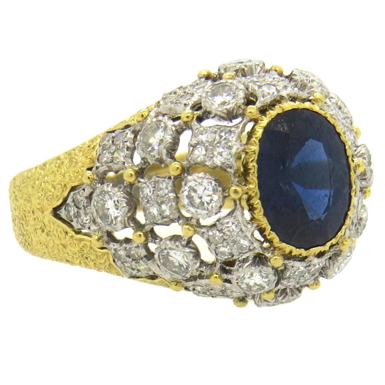 Buccellati Gold Diamond Sapphire Cocktail Ring