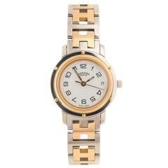Hermes Lady's Gold Plate Stainless Steel Clipper Quartz Wristwatch