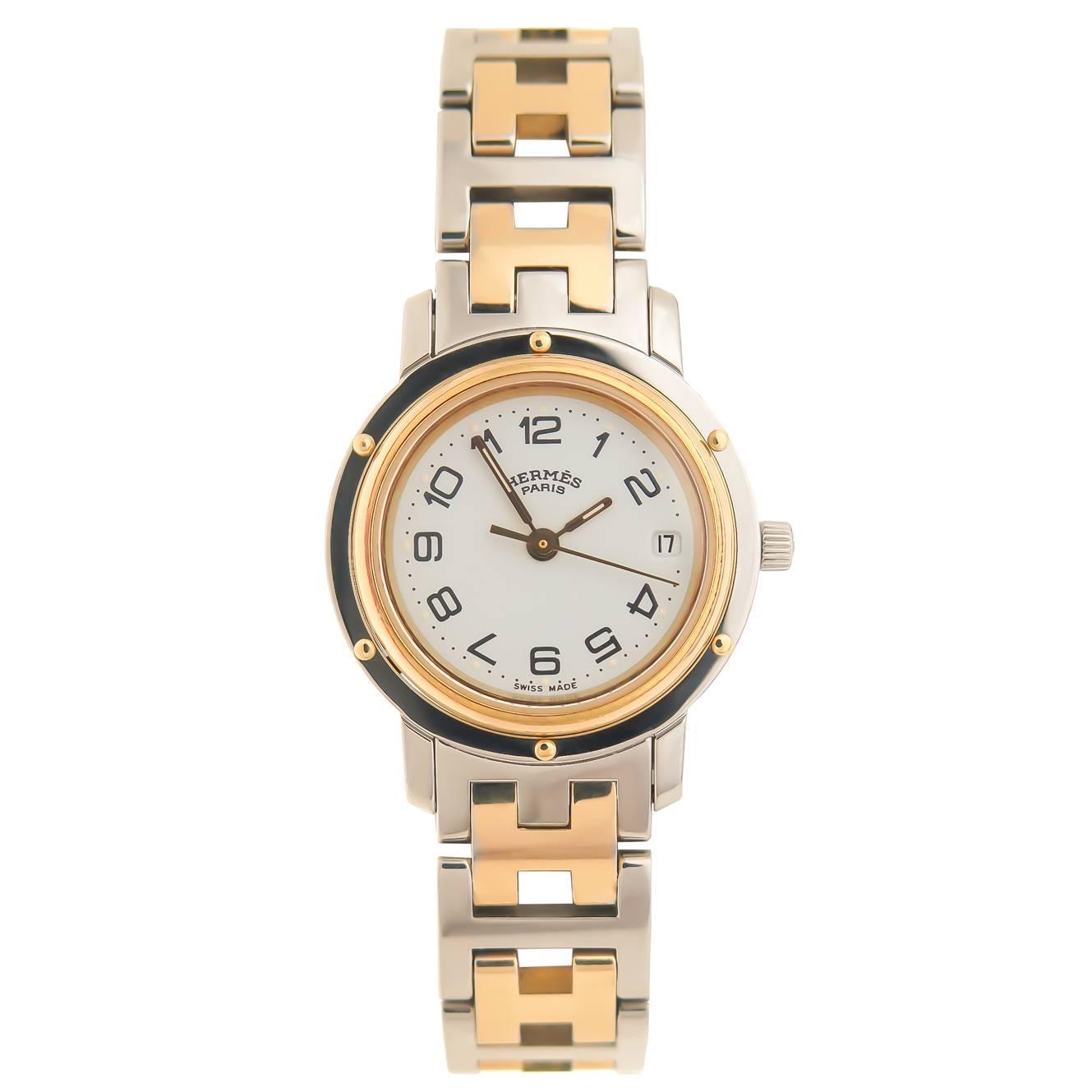 Hermes Lady\u0026#39;s Gold Plate Stainless Steel Clipper Quartz Wristwatch ...  