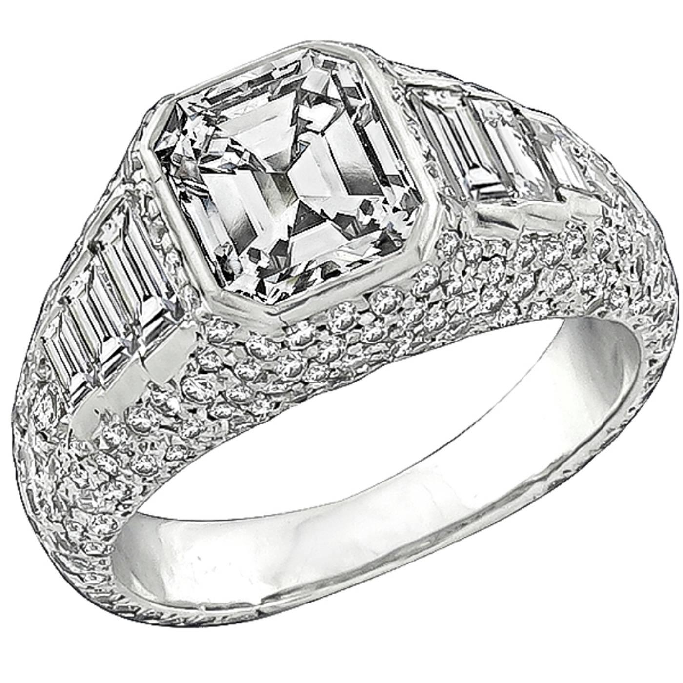 2.02 Carat Emerald Cut Diamond Platinum Engagement Ring