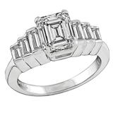 2.01 Carat GIA Cert Emerald Cut Diamond Gold Engagement Ring