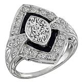 GIA 1.01ct Marquise Cut Diamond Onyx Engagement Ring