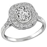 1.45 Carat GIA Certified Old Mine Cut Diamond Platinum Halo Engagement Ring