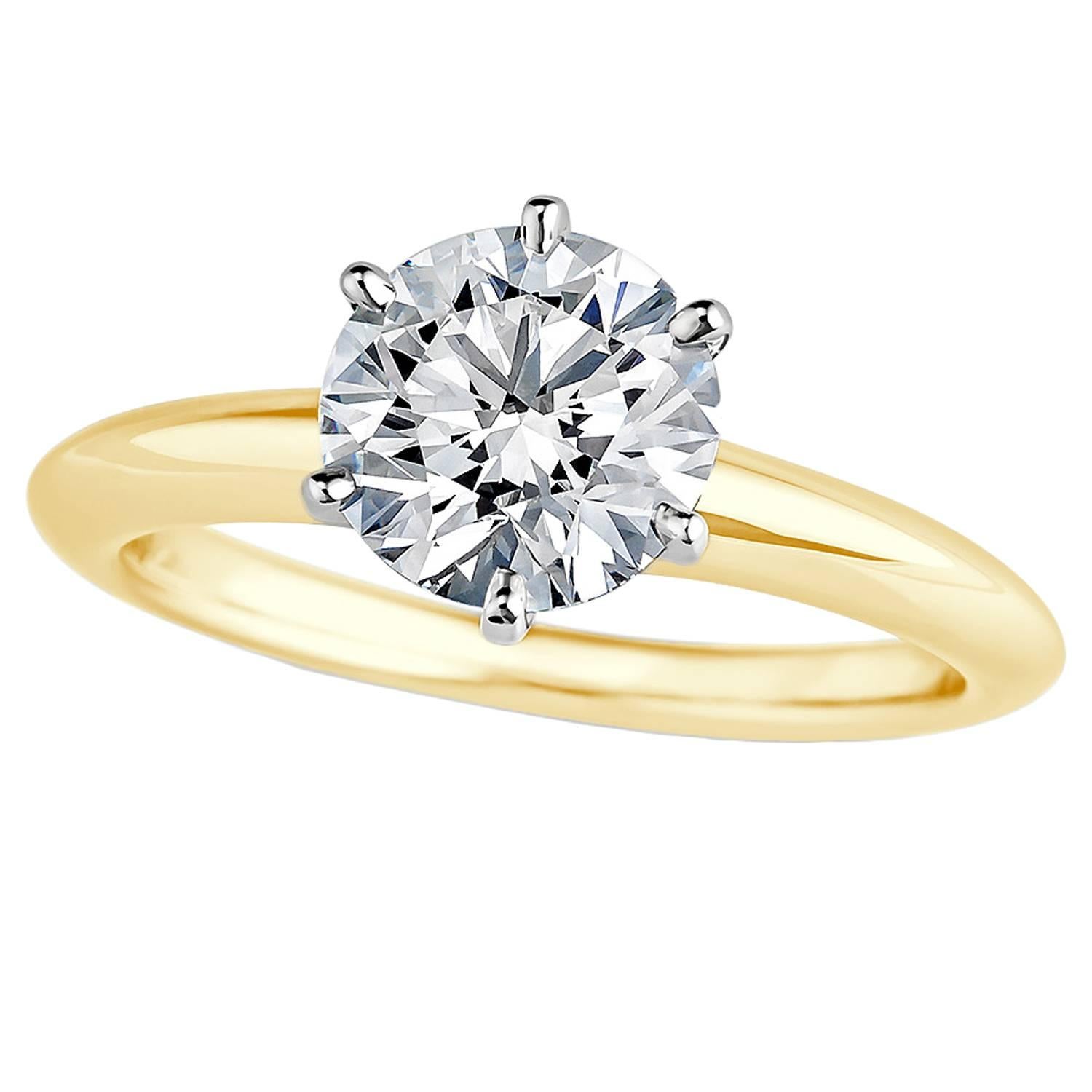 Tiffany & Co. .71 Carat Diamond Gold Platinum Engagement Ring