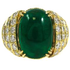David Webb Emerald Diamond Gold Ring 8