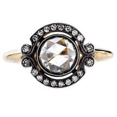 Beautiful Two Tone Rose Cut Diamond Engagement Ring