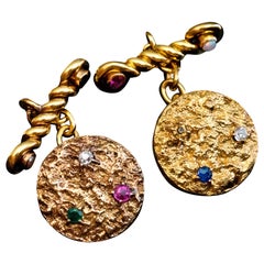 Antique Jeweled Gold Nugget Cufflinks