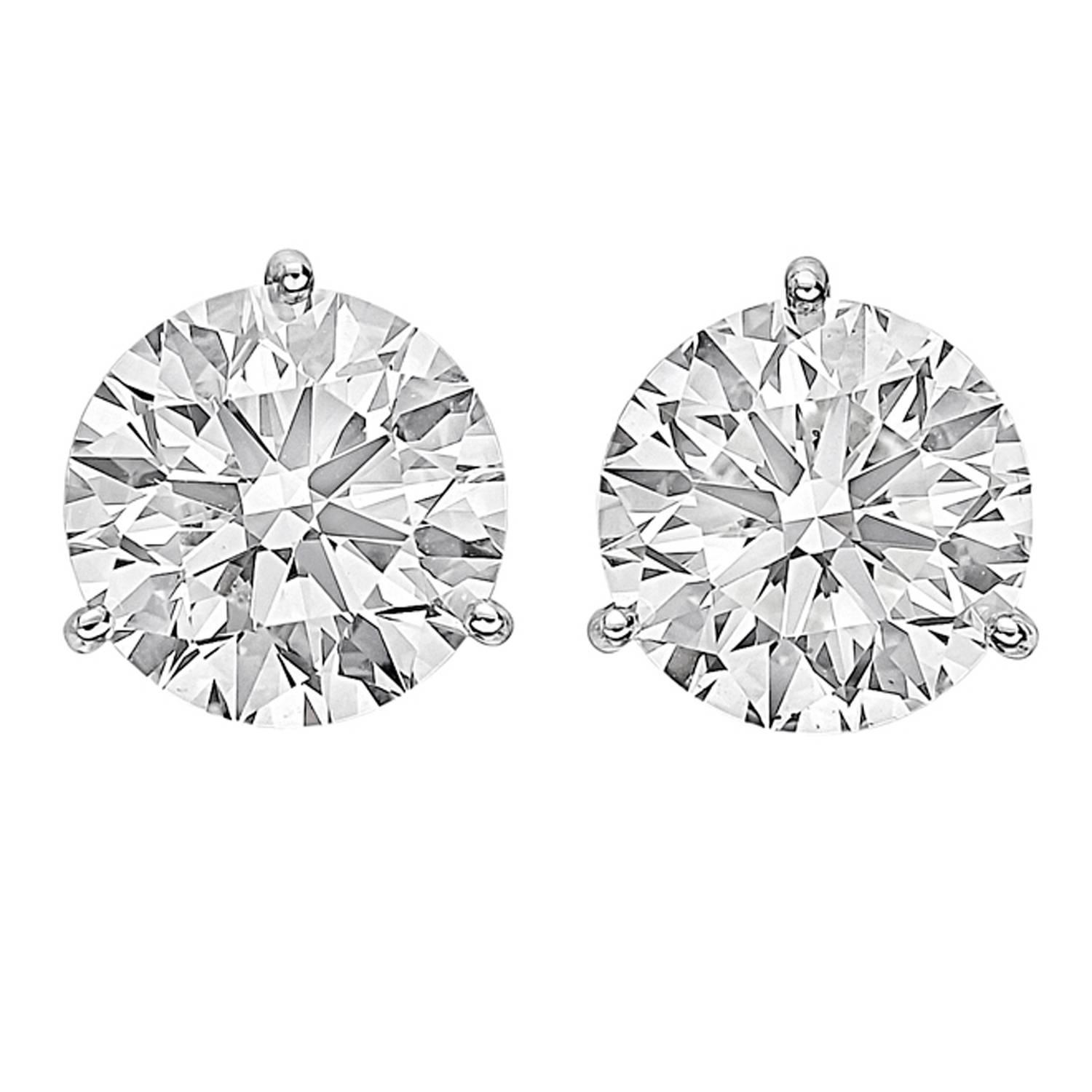 Round Brilliant Diamond Stud Earrings 7 01 Ct Tw At 1stdibs