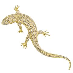 Gold Diamond Salamander Brooch