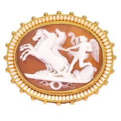 Very fine 19th century carved shell cameo brooch,
